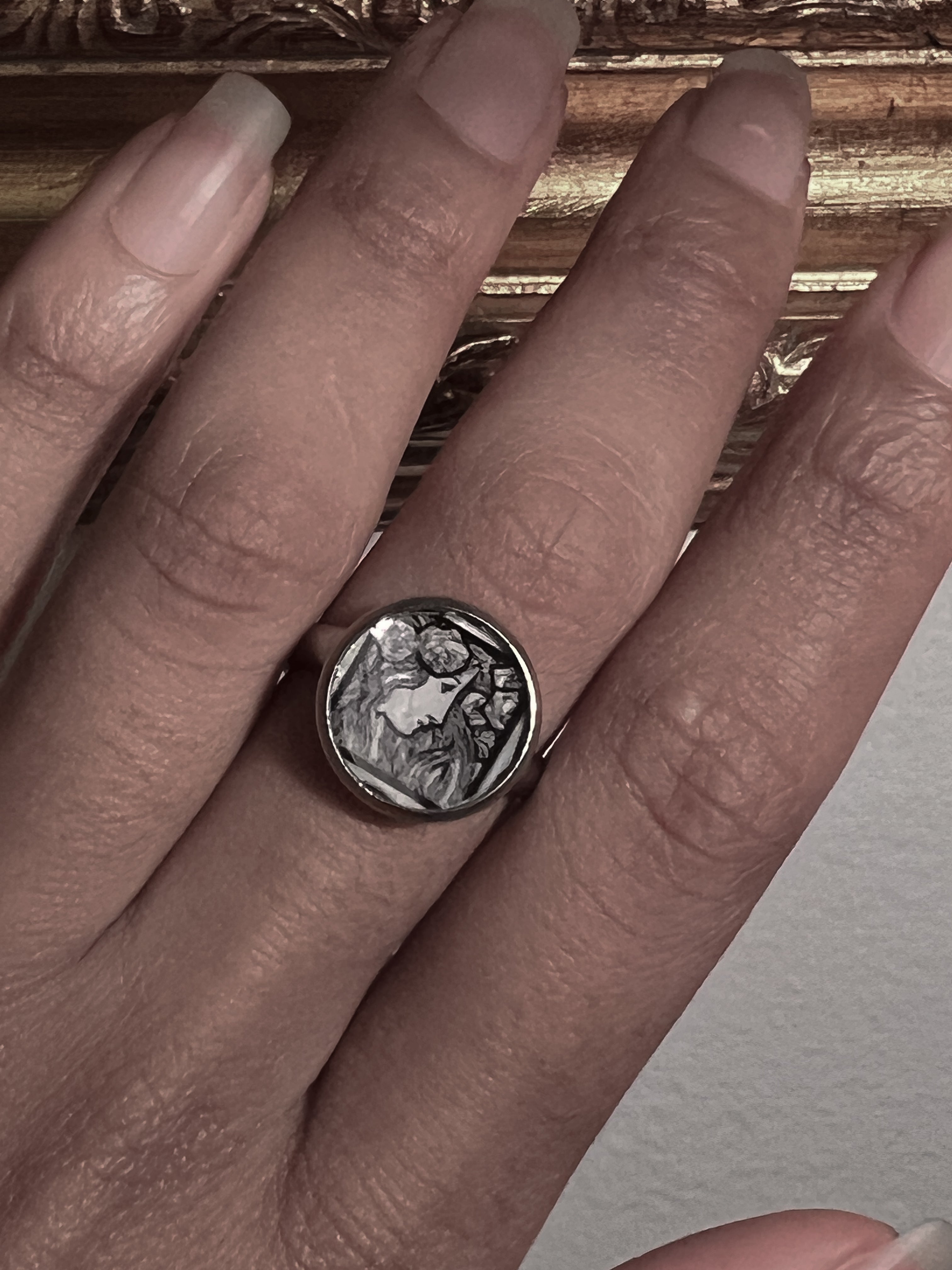 VAIGE Silver art nouveau adjustable ring